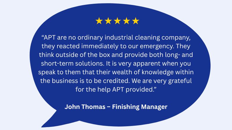 Five-star rating & review from John Thomas, Finishing Manager at Abingdon Carpets