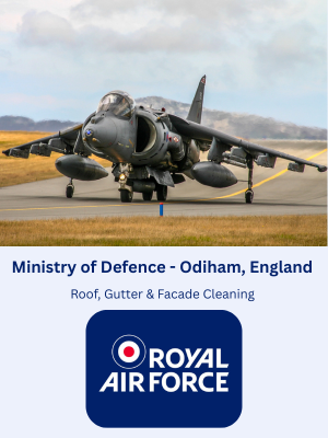 Roof, Gutter & Facade Cleaning of Buildings & Hangers at RAF Odiham, England