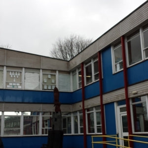 Cleaning Rendered Walls, Softwashing & Algae Removal at Penygarn Primary School in Pontypool, Wales