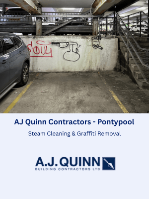 Steam Cleaning & Graffiti Removal at Car Park in Pontypool for AJ Quinn Contractors