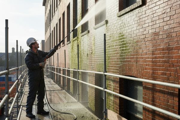 Algae Removal from a Brick Wall