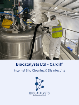 Internal Silo Cleaning & Disinfecting at Biocatalysts Ltd in Cardiff, Wales