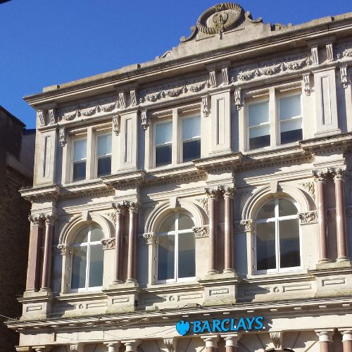 Brick Stone Cleaning at former Barclays Bank in Bridgend, Wales