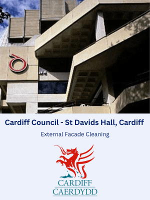 External Facade Cleaning at St David's Hall, Cardiff.