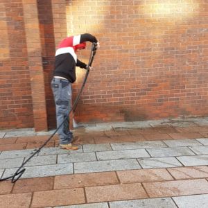 Business Cleaning, Pathway Cleaning Using Heated Steam at former Poundland in Merthyr Tydfil, South Wales