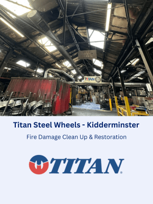 Fire Damage Clean Up and Restoration for Titan Steel Wheels in Kidderminster