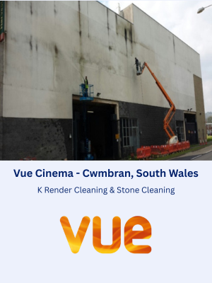 External Building Cleaning - K Render Cleaning & Stone Cleaning at Vue Cinema in Cwmbran, Wales