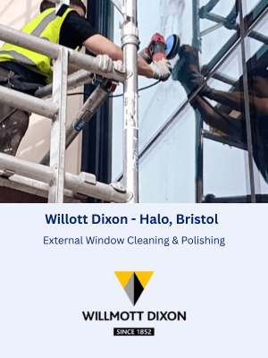 External Window Cleaning & Polishing for Willmott Dixon at Halo in Bristol, England