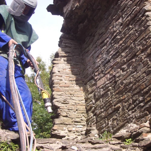 Sandstone Cleaning & Soda Blasting at Newport Castle, Wales