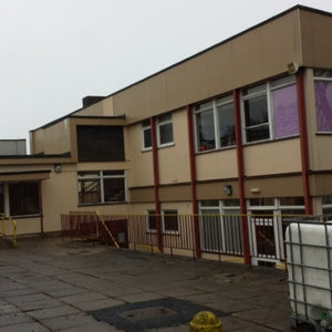 Cleaning Rendered Walls, Softwashing & Algae Removal at Penygarn Primary School in Pontypool, Wales