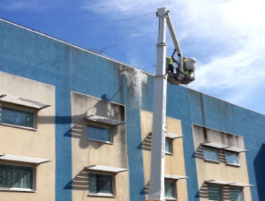 Render Building Facade Cleaning & Algae Removal Newport